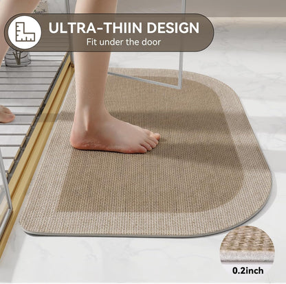 YDKGL Half Circle Bath Mat, Non Slip Thin Bathroom Rugs, Brown 16x24