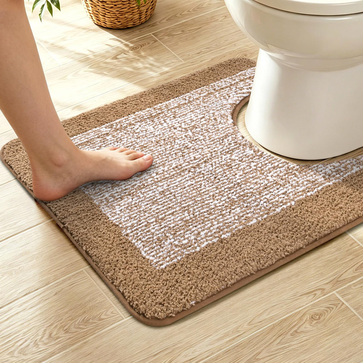Long 2x4 Ft (48''x24'') Bathroom Rugs, Non Slip Washable Bath Mat Grey