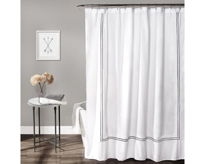 Lush Decor Hotel Collection Shower Curtain Single 72" W x 72" L White & Black - White Shower Curtains for Bathroom - Bathroom Curtain - Modern Decor