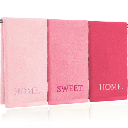 FuWeave 3 Pcs Black and White Hand Towels for Bathroom Home Love Family