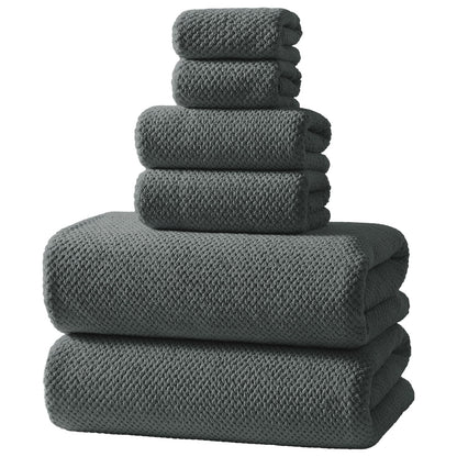 REDKISS 6-Piece Bath Towel Set - 2 Washcloths, 2 Hand Towels, 2 Bath Towels | Ultra-Fiber Coral Fleece, Super Absorbent, No Lint & No Fading | Perfect for Bathroom, Spa, Gym | Family -Olive Green