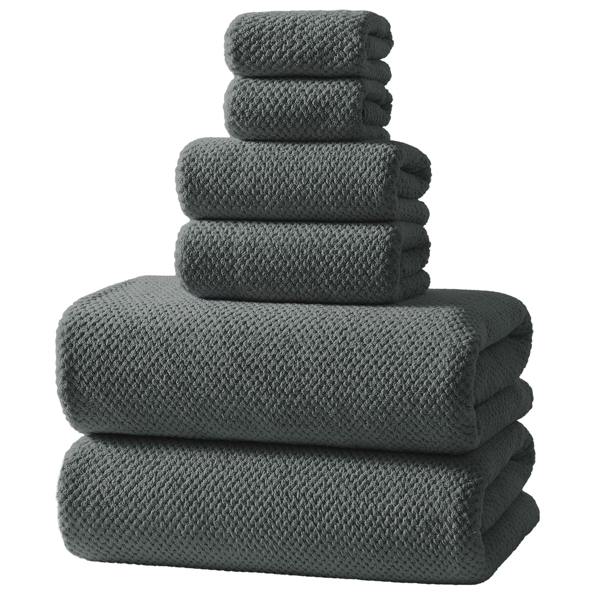 REDKISS 6-Piece Bath Towel Set - 2 Washcloths, 2 Hand Towels, 2 Bath Towels | Ultra-Fiber Coral Fleece, Super Absorbent, No Lint & No Fading | Perfect for Bathroom, Spa, Gym | Family & Adults-Camel