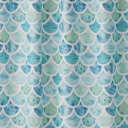 SKL Home Coastal Ocean Watercolor Scales Shower Curtain, Multi