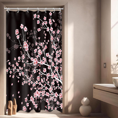 Pink Cherry Blossom Plum Asian Shower Curtain Japanese 60Wx72H Inch Decor