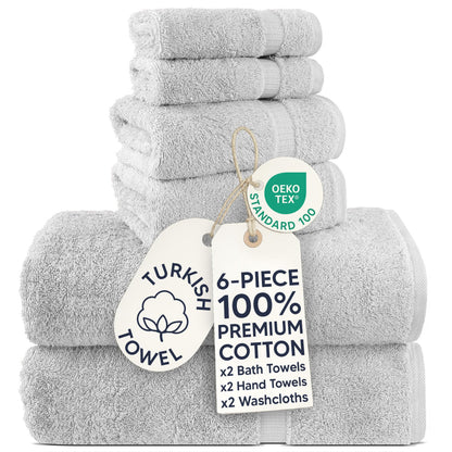 Chakir Turkish Linens 100% Cotton 4-Pack Bath Towels 27x54, Gray