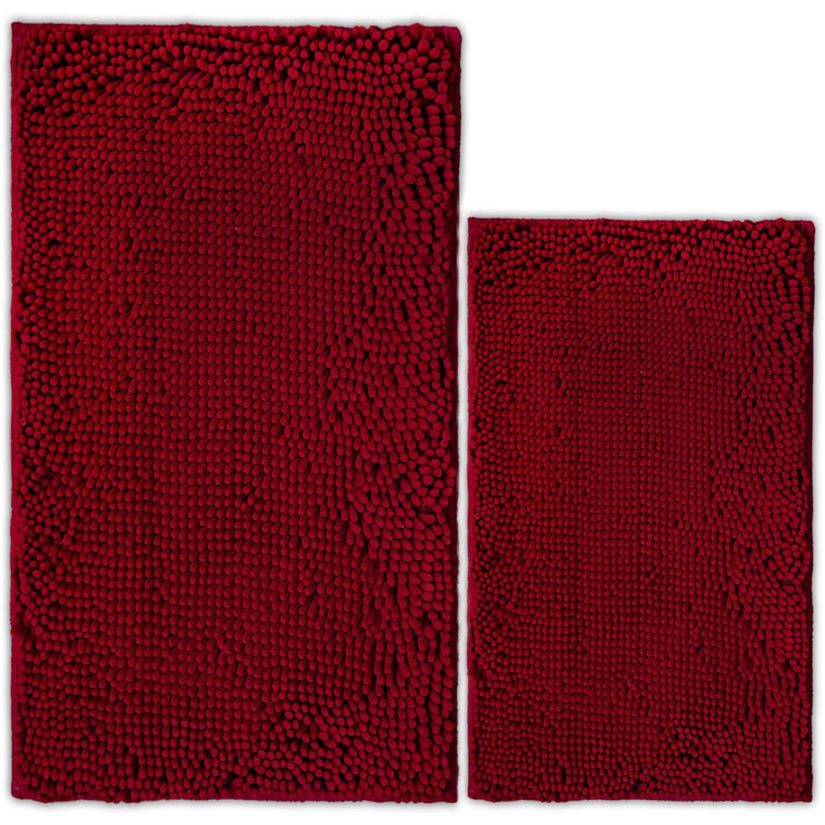 Bathroom Rugs Chenille Bath mat 2 Piece Set, Super Absorbent, Strong PVC Non Slip Backing, Bath mats for Bathroom, Plush Shaggy, Thick, Machine Washable, Bathtub, Toilet.(Light Grey)