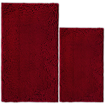 Bathroom Rugs Chenille Bath mat 2 Piece Set, Super Absorbent, Strong PVC Non Slip Backing, Bath mats for Bathroom, Plush Shaggy, Thick, Machine Washable, Bathtub, Toilet.(Light Grey)