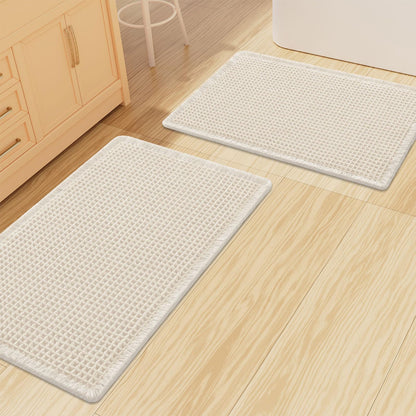 Smiry Waffle Bathroom Rugs Sets 2 Piece (30x20+24x16, Brown)