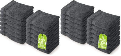Utopia Towels 12 Pack Premium Wash Cloths Set, 12 by 12 Inches, 100% Cotton Ring Spun, Highly Absorbent and Soft Feel Essential Washcloths for Bathroom, Spa, Gym, and Face, Grey