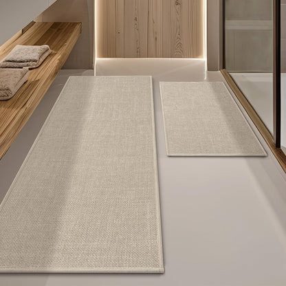 YIHOUSE Bathroom Rugs Thin Bath Mat Sets 2 Pieces Quick Dry,Beige