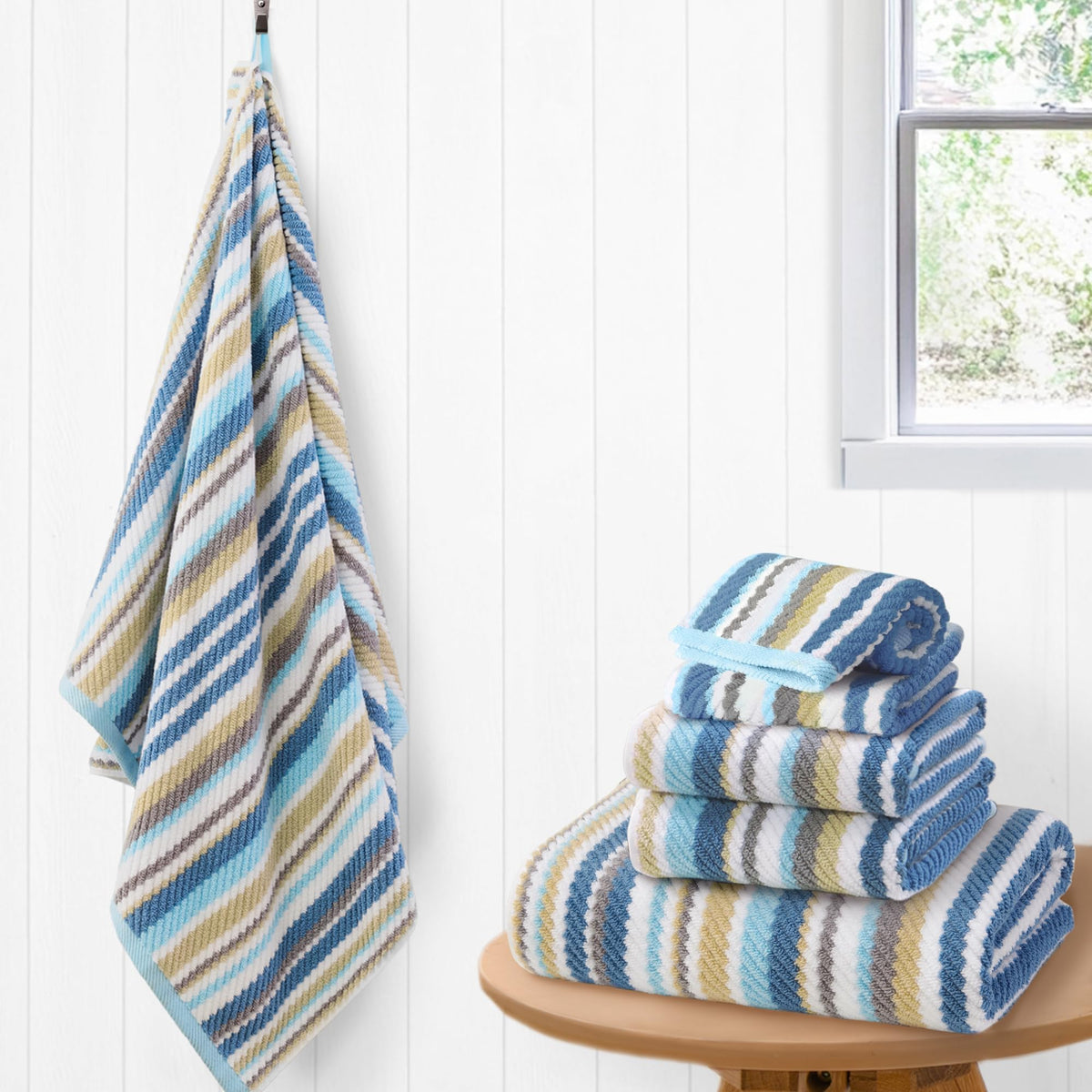 VOOVA & MOVAS Hand Towels 4 Pack, 100% Cotton, 16x27 in, Sage Beige
