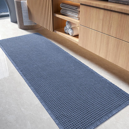 tchdio Waffle Bath Mat-Runner Rug, Super Absorbent Non Slip Bath Mats for Bathroom Machine Washable Long Rugs with Tassels, Bath Rugs for Bathroom Floor Beside Tub, 2' x 6'