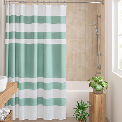 Madison Park Arbor Waffle Shower Curtain for Bathroom, 72 x 72, Beige