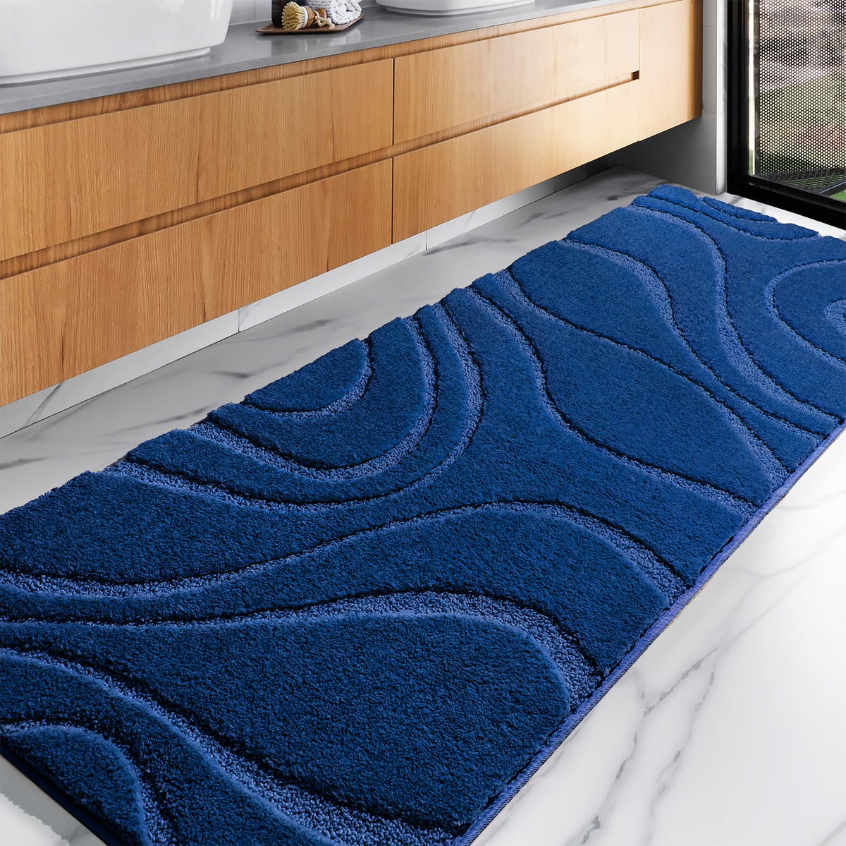 DEXDE Bathroom Rugs Runner 24x60 Long Non-Slip Bath Mats Floor Shower Gray