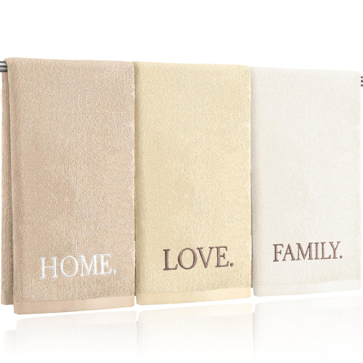 FuWeave 3 Pcs Black and White Hand Towels for Bathroom Home Love Family