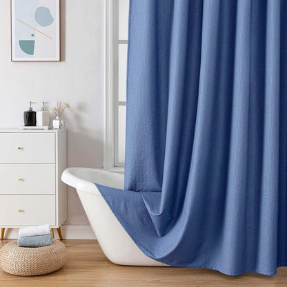 OVZME Berry Cute Shower Curtain, Embossed Textured Fabric Shower Curtain for Bathroom - Soft Cloth & Hotel Spa Luxury, Water Repellent, Machine Washable Shower Curtain, 72X72, Glacier Blue