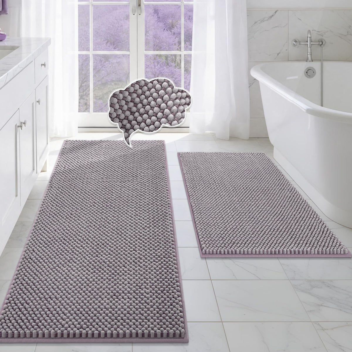 BSICPRO Bathroom Rugs Set 2 Piece, Light Blue, 20"x32" + 16"x24"