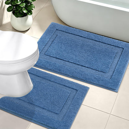 SHACOS Soft Microfiber Bathroom Rugs Set of 2 Pieces, White