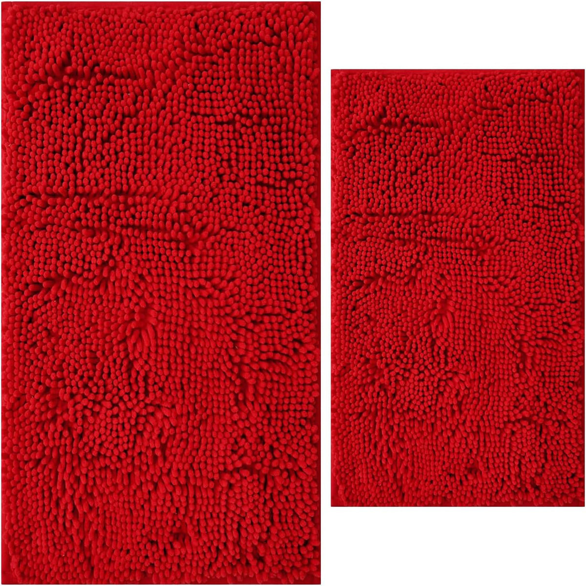 Bathroom Rugs Sets 2 Piece,Super Absorbent Soft,Thick,Machine Washable Chenille Bath Mat,Non Slip Toilet Floor Rug,Bath Mats for Bathroom,20x32 Plus 20x20 U Shape,Light Grey