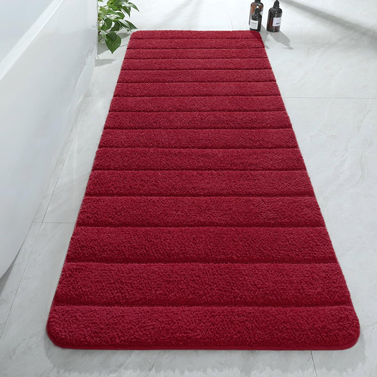 AROGAN Luxury Long Bathroom Runner Rugs 24x60 Inch Bath Rug Non Slip, Black