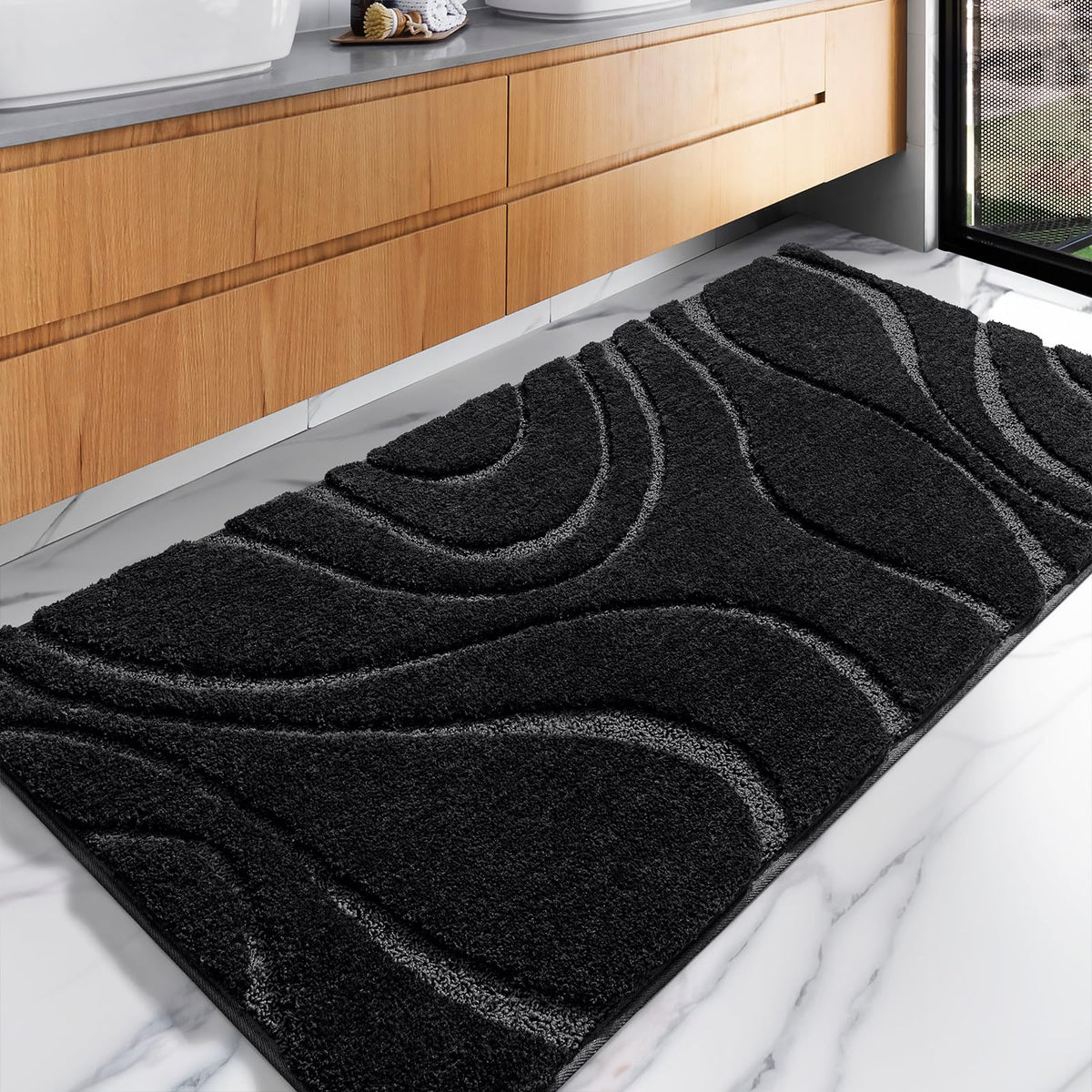 DEXDE Bathroom Rugs Runner 24x60 Long Non-Slip Bath Mats Floor Shower Gray