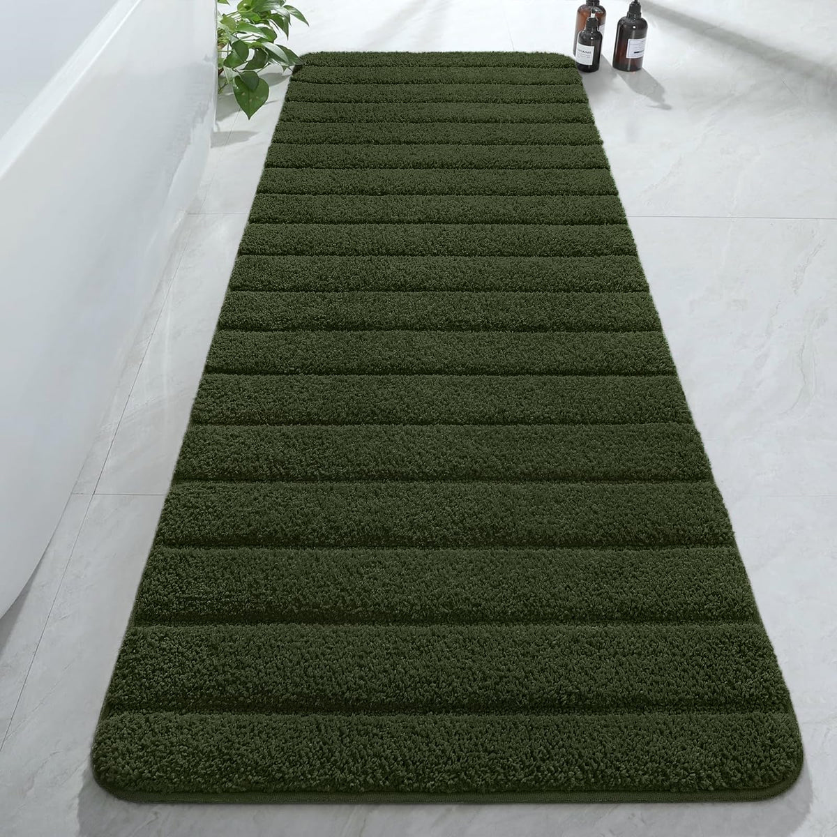 AROGAN Luxury Long Bathroom Runner Rugs 24x60 Inch Bath Rug Non Slip, Black