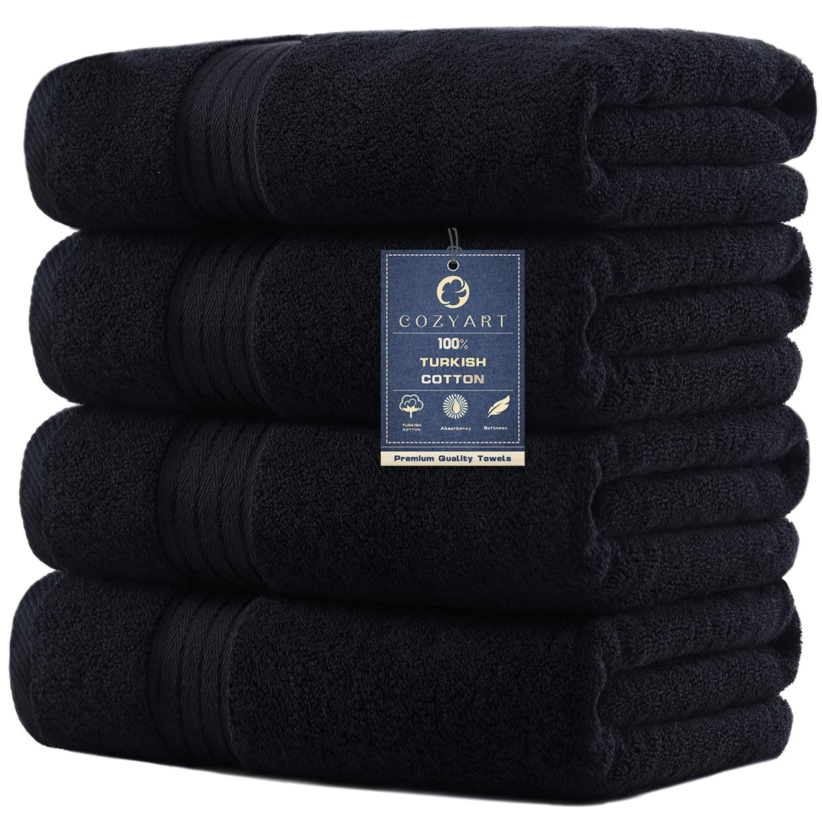 COZYART Luxury Bath Towels 4 PCS, 27x54 650 GSM Turkish Cotton Burnt Orange