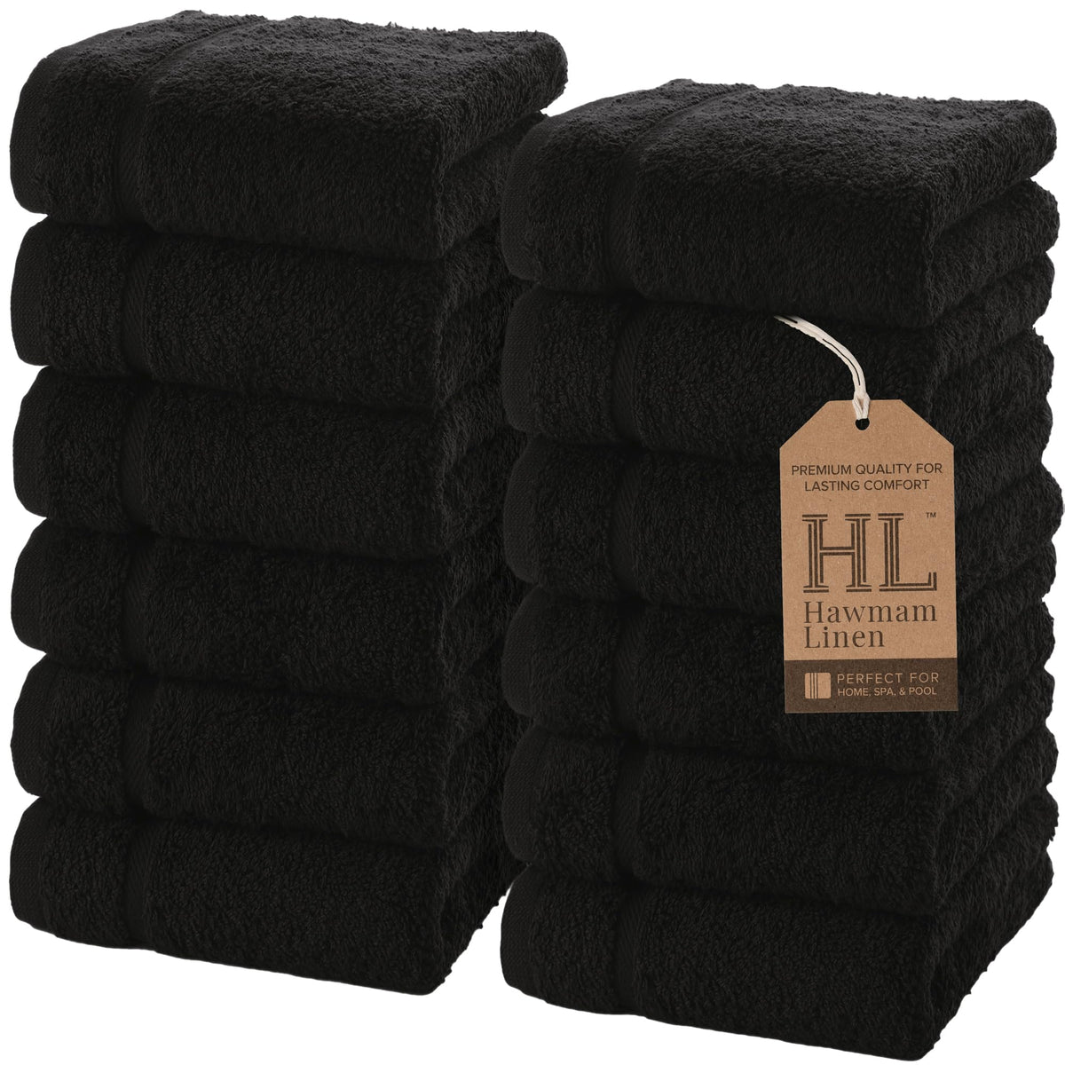 Hawmam Linen Cream 6 Piece Bath Towels Set for Bathroom Original Turkish Cotton Soft, Absorbent and Premium 2 Bath Towels, 2 Hand Towels, 2 Washcloths (Sea Salt)