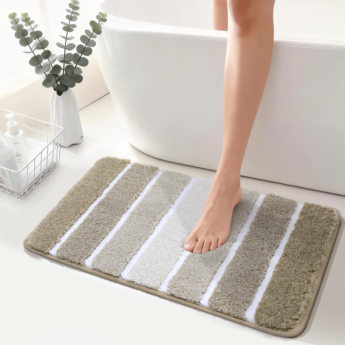 COSY HOMEER Bathroom Rugs 24x17,Ultra Soft Absorbent Bath Mat,Grey