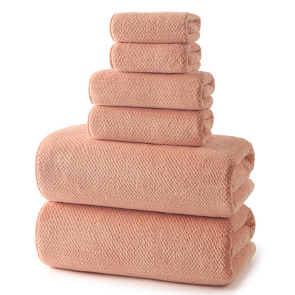 REDKISS 6-Piece Bath Towel Set - 2 Washcloths, 2 Hand Towels, 2 Bath Towels | Ultra-Fiber Coral Fleece, Super Absorbent, No Lint & No Fading | Perfect for Bathroom, Spa, Gym | Family & Adults-Camel