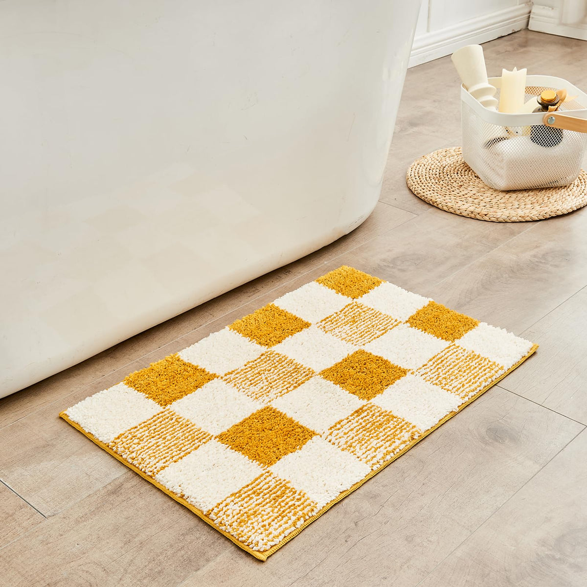 CozeCube Navy Blue Bath Mat 24"x16" Non Slip Washable Rug