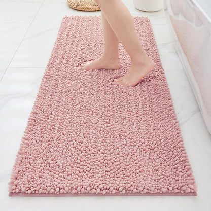 ILANGO Bathroom Rugs Light Grey 44x24, Soft Absorbent Chenille Bath Rugs