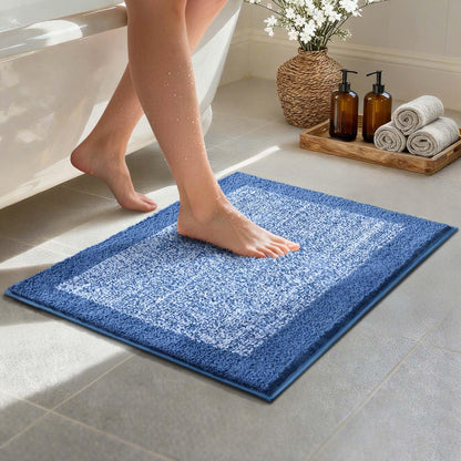 Long 2x4 Ft (48''x24'') Bathroom Rugs, Non Slip Washable Bath Mat Grey