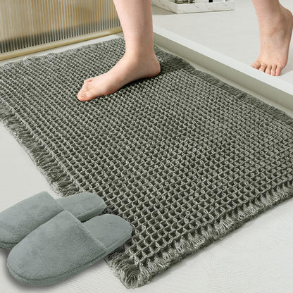 ZALL Tan Waffle Bath Mat,Super Absorbent Non Slip Bathroom Rug,Brown 18x30inch,Machine Washable Ultra Soft Floor Mats