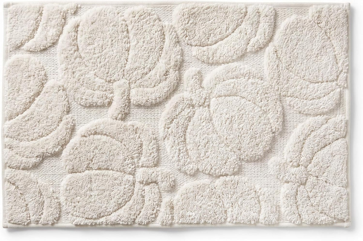 Luxury Fall Autumn Beige Cream Pumpkin Bathroom Mat, 17"x25" Extra Soft and Absorbent Microfiber Bath Rug, Non-Slip TPR Back, Plush Shaggy Bath Carpet for Floor