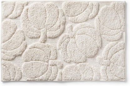 Luxury Fall Autumn Beige Cream Pumpkin Bathroom Mat, 17"x25" Extra Soft and Absorbent Microfiber Bath Rug, Non-Slip TPR Back, Plush Shaggy Bath Carpet for Floor
