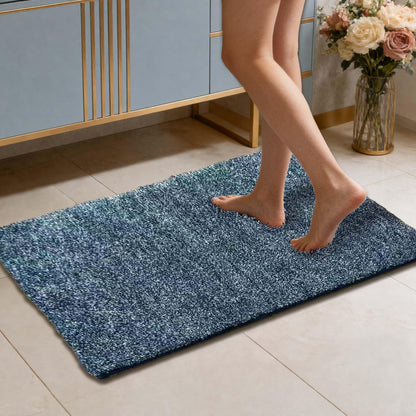 VOOVA & MOVAS Striped Bathroom Rug, 24x17, Microfiber, Aqua Beige Gray