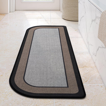 YDKGL Half Circle Bath Mat, Non Slip Thin Bathroom Rugs, Brown 16x24
