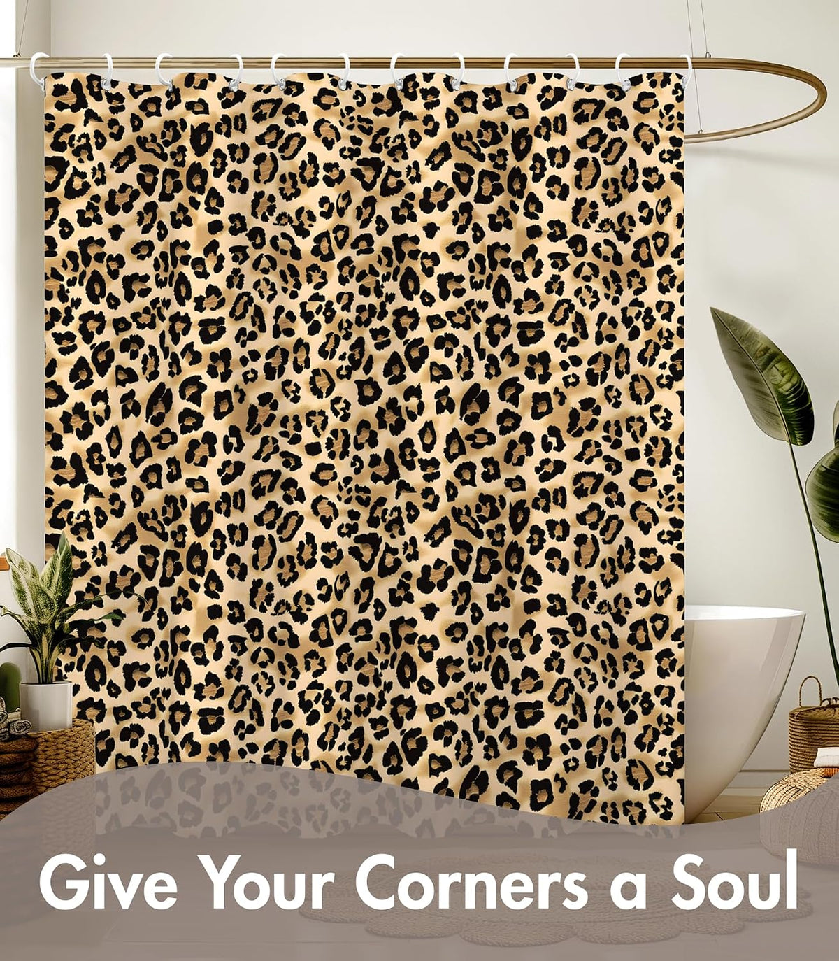 MAMUSE Shower Curtain for Bathroom - Cute Aesthetic Decorative Modern Girly Unique Girls Design Pretty Women Waterproof Fabric Cloth Cortinas de Baño Bathtub 72 x 72 Inch, Leopard Print