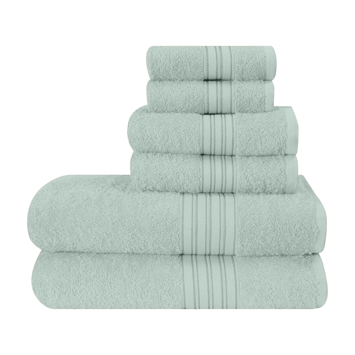 BOUTIQUO 6 Pack Cotton Towel Set, Contains 2 Bath Towels 28x55 inch, 2 Hand Towels 16x24 inch & 2 Wash Coths 12x12 inch, Ideal Everyday use, Ultra Soft Compact & Lightweight - Purple