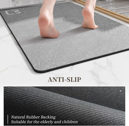 RUERYA Grey Long Bathroom Rugs Large Stone Bath Mats for Bathroom,15.7"x47"