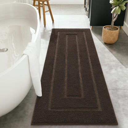HOMORE Black Bathroom Rug 24x60 Inch Soft Absorbent Bathroom Runner Rug