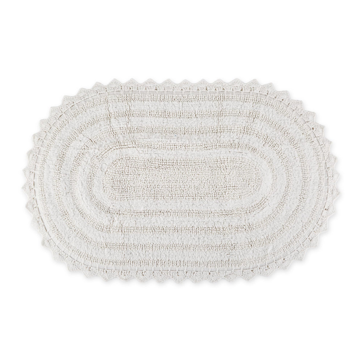 DII Crochet Collection Reversible Bath Mat, Small Oval, 17x24, Dark Green