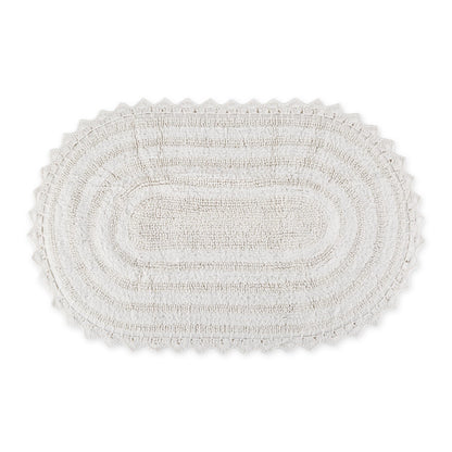 DII Crochet Collection Reversible Bath Mat, Small Oval, 17x24, Dark Green