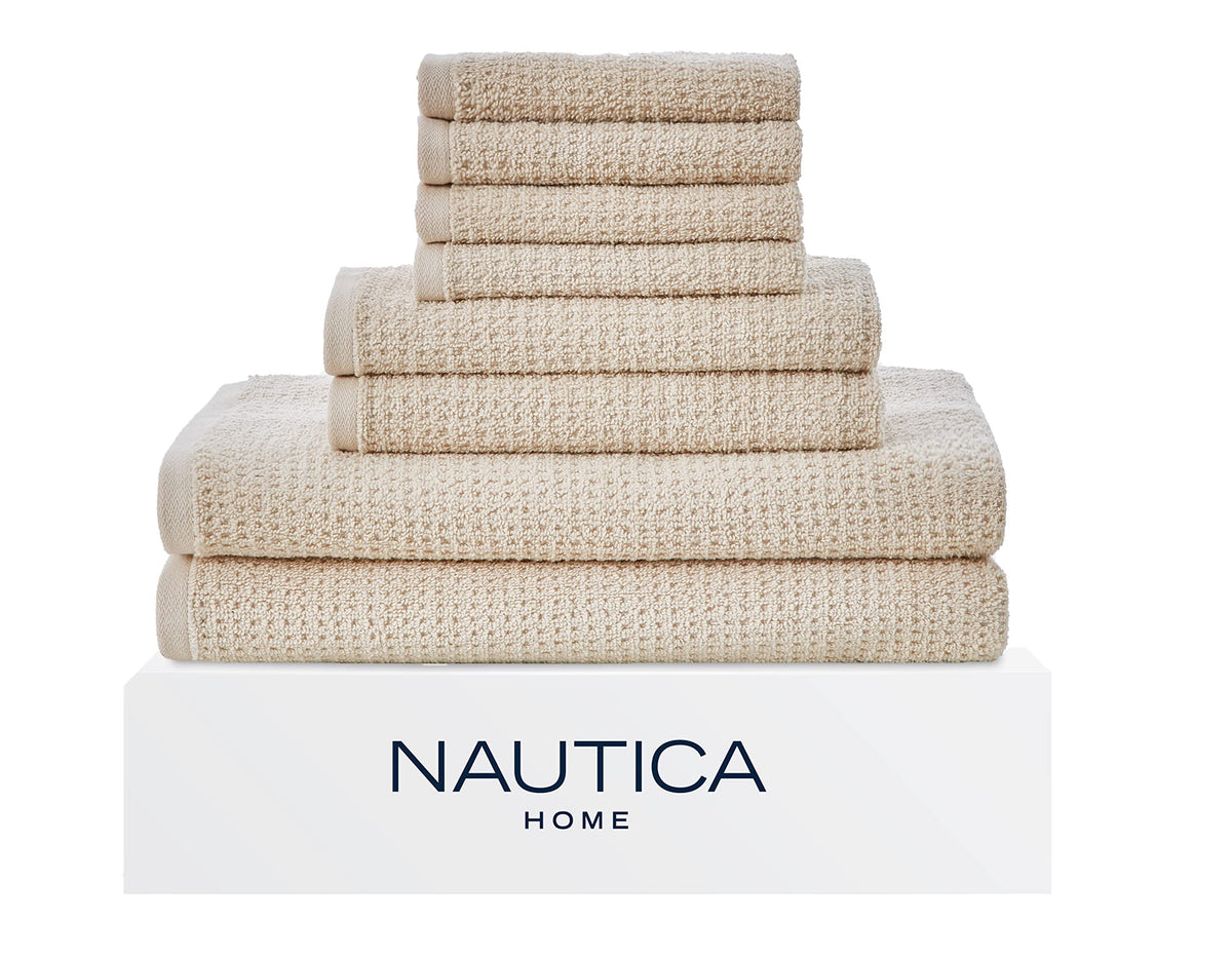 Nautica - Cotton Bath Towel Set with Hand Towels & Washcloths, 6-Piece Set