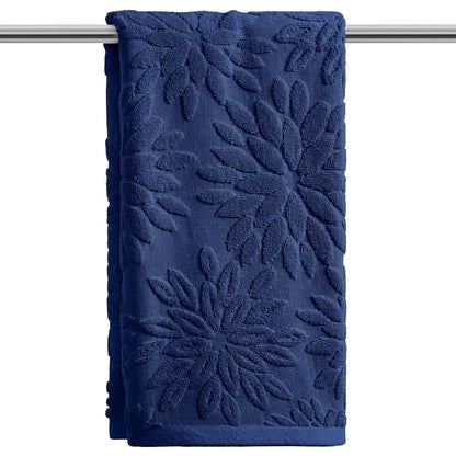 Artoid Mode 2 Pcs Olive Green 3D Dahlia Floral Jacquard Hand Towels for Bathroom, Cotton Soft Absorbent Bathroom Decor Towels, 13.7 x 29.5 Inch