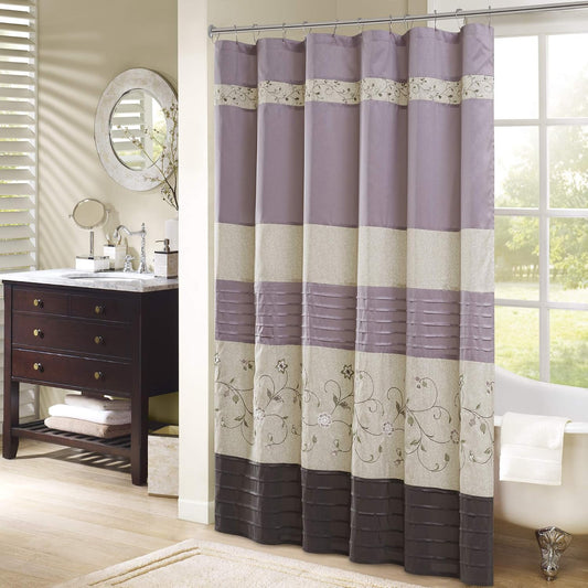 Madison Park Serene Shower Curtain for Bathroom, 72 x 72, Purple