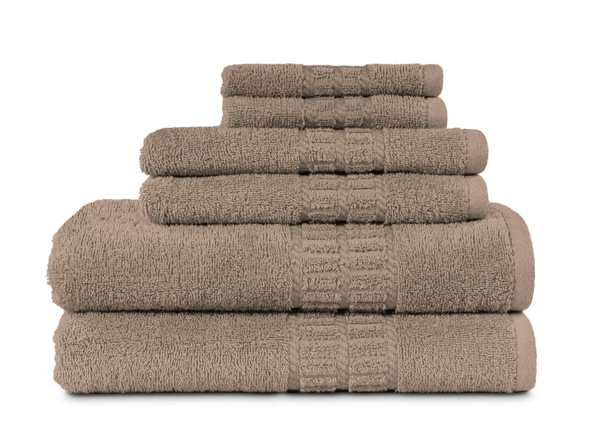 MyPillow MyTowels 6 Piece Towel Set - 100% Cotton Soft Absorbent Towels for Bathroom, 2 Bath Towels, 2 Hand Towels, 2 Washcloths [MyTowels 6-Piece Set, Khaki]