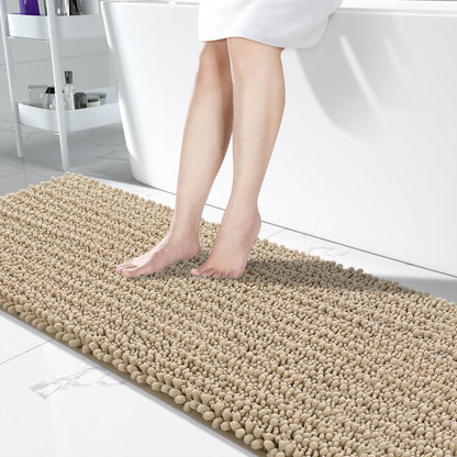 Yimobra Bathroom Rugs Non Slip Washable 32x20 Inch - Ultra Soft Absorbent Chenille Bath Mat, Quick Dry Shaggy Floor Carpet for Tub Shower, Gray Home Decor Accessories