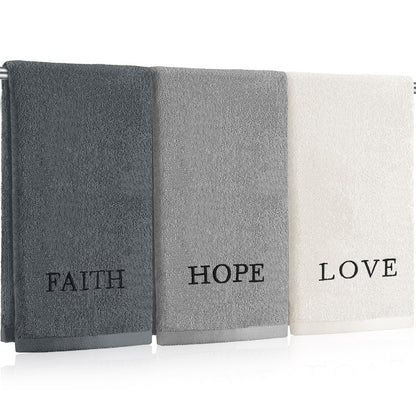 FuWeave 3 Pcs Black and White Hand Towels for Bathroom Home Love Family
